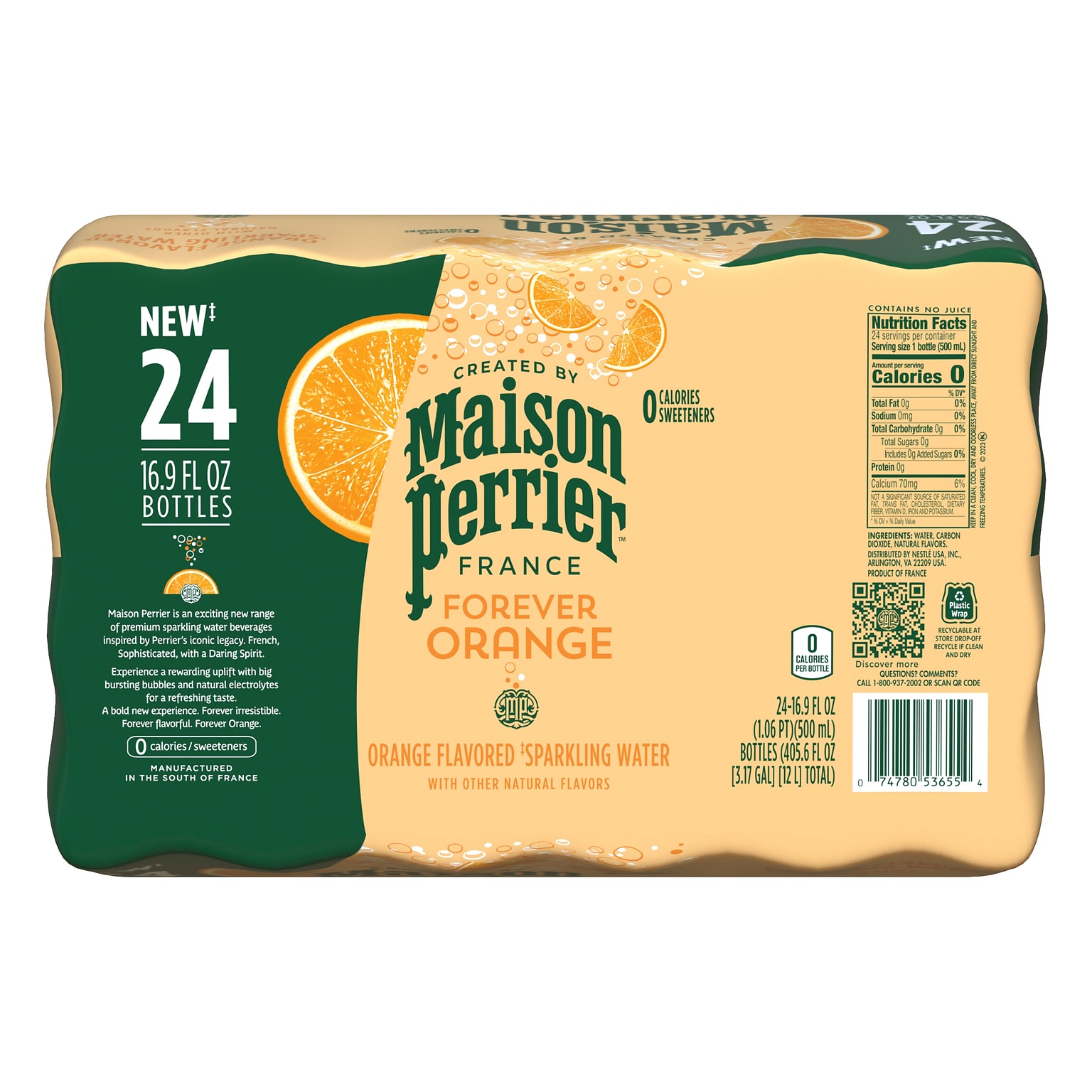 Perrier Orange Flavored Sparkling Mineral Water, 16.9 oz., 24/Carton (12242377)