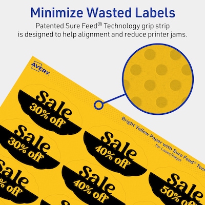 Avery Oval Scalloped Laser/Inkjet Multipurpose Labels, 1-1/8" x 2-1/4", Bright Yellow (1680/Box)