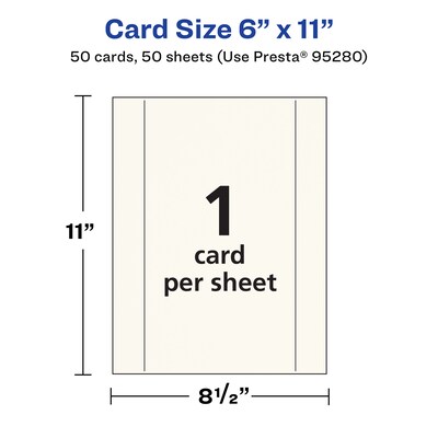 Avery Integrated Cards, 6" x 11", Matte Ivory, 50/Box (95280)