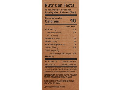Wandering Bear Vanilla Cold Brew Coffee, 96 oz., 3/Case (WBVN96oz3pak)