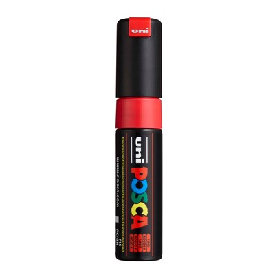 POSCA PC-8K Water Based Paint Marker, Broad Chisel Tip, Fluorescent Red, 2/Pack (UBCPC8KFRED-2)