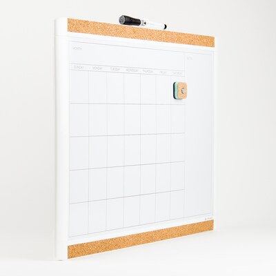 U Brands Pin-It Magnetic Dry Erase Monthly Calendar Board 20 x 16 White Frame