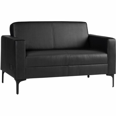 Lorell Clarke Series Vinyl Loveseat, Black (LLR86951)