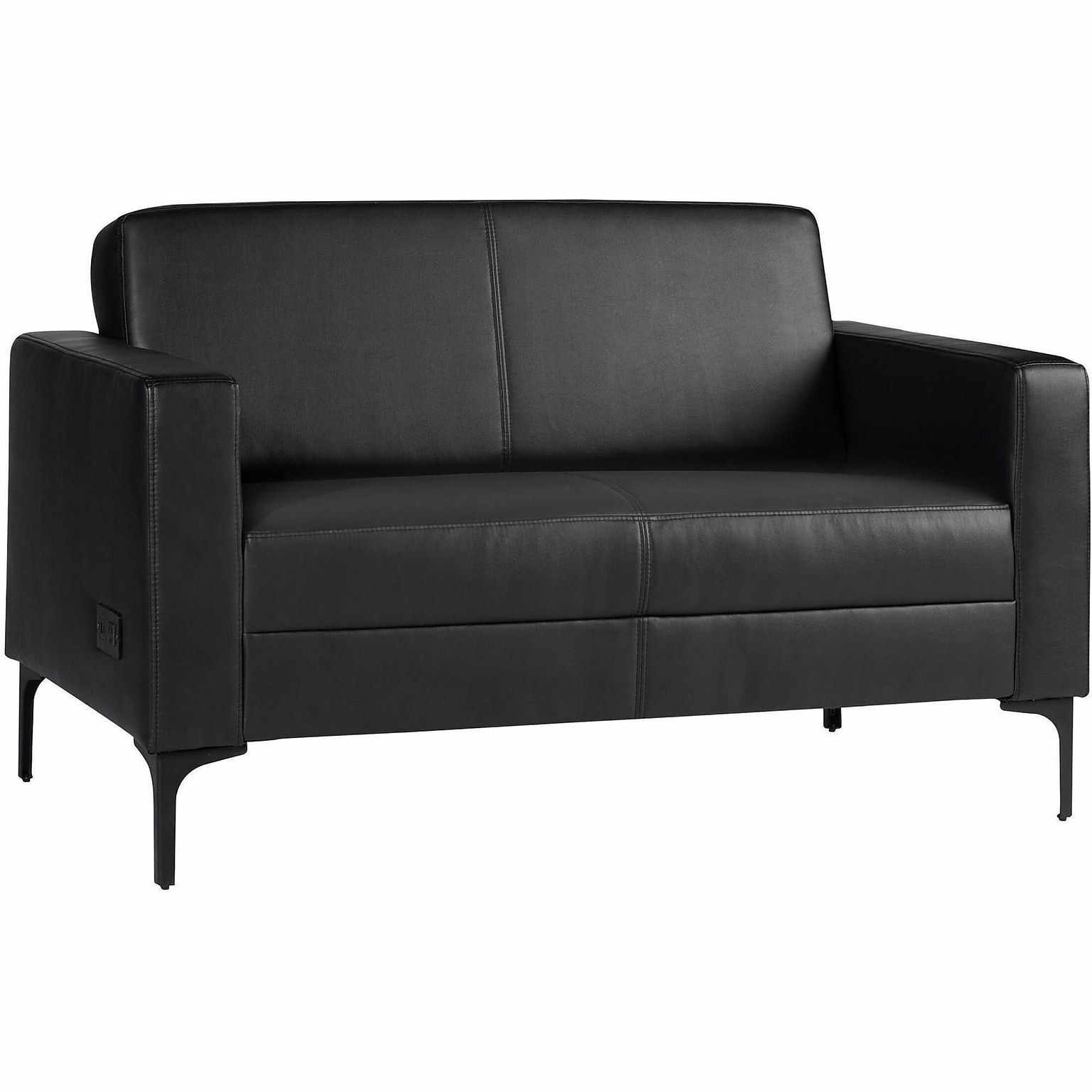 Lorell Clarke Series Vinyl Loveseat, Black (LLR86951)