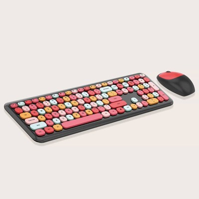 SaharaCase Wireless Ergonomic Keyboard and Laser Mouse Combo, Black/Red (KB2)