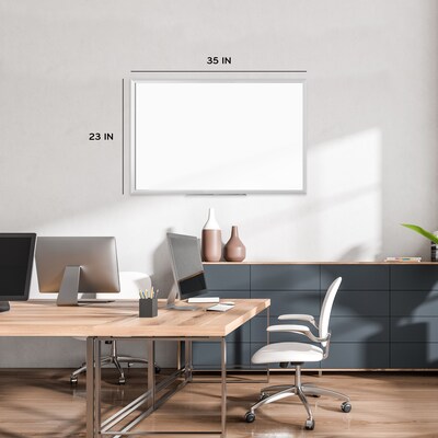 U Brands Basics Magnetic Dry Erase Whiteboard, 35" x 23", Silver Aluminum Frame