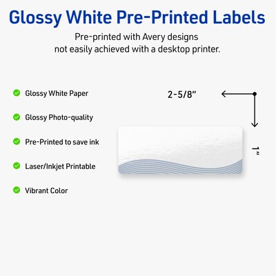 Avery Laser/Inkjet Rectangle Multipurpose Labels, 1 x 2-5/8, White, 160/Pack (S00-ETX)