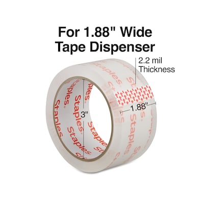 Staples® Lightweight Moving & Storage Packing Tape, 1.88" x 54.6 yds., Clear, 36/Box (ST61004/52203)
