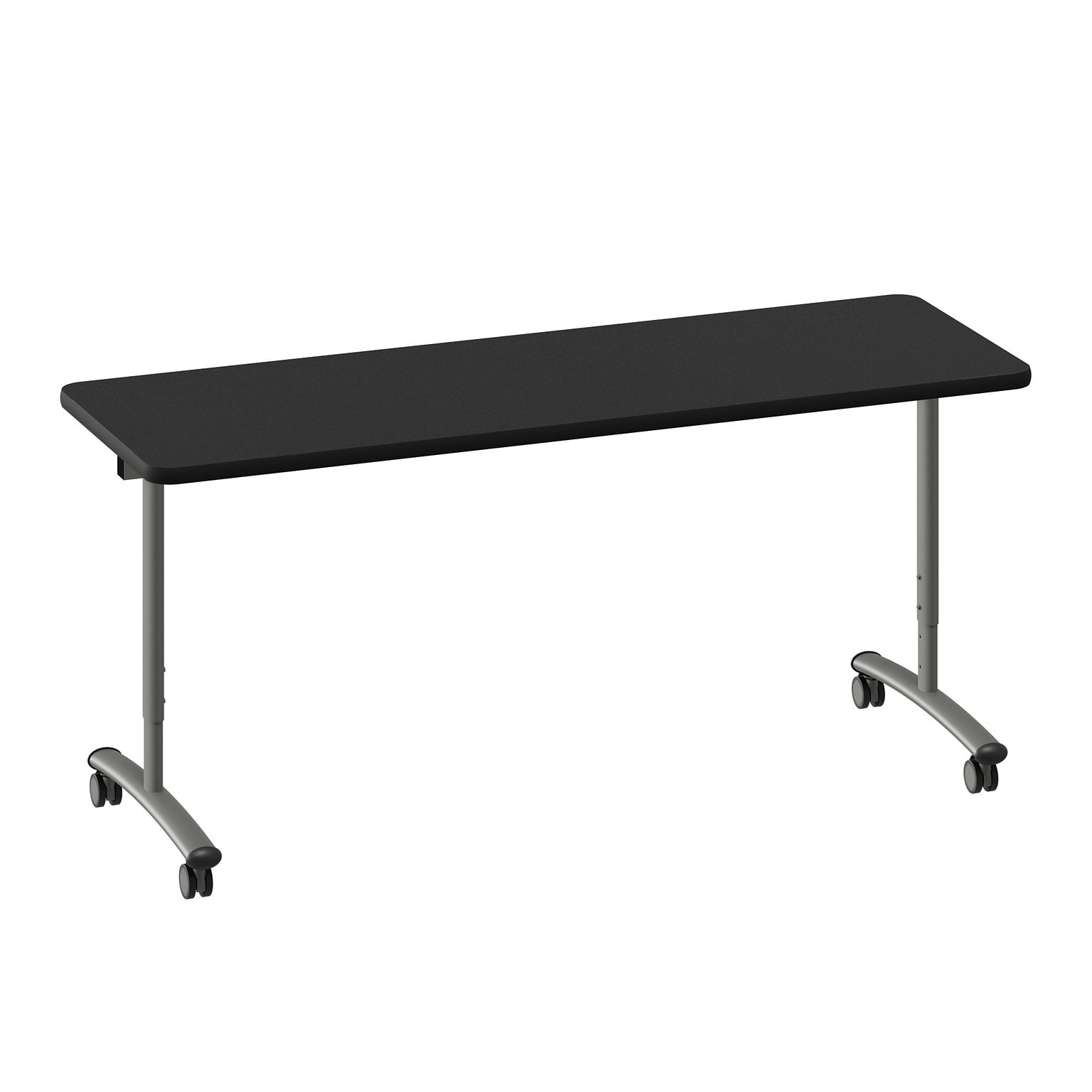 Correll 72W x 24D Adjustable Foldable Rectangular Training Room Table, Laminate, With Wheels, Black Granite (FTS2472TF071409)