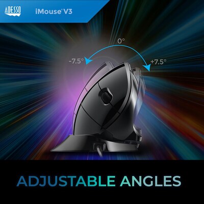Adesso iMouse Ergonomic Vertical Optical USB Mouse, Black (IMOUSE V3-TAA)