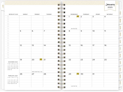 2025 Blue Sky Day Designer Tile 5" x 8" Weekly & Monthly Planner, Plastic Cover, Blue/White (101410-25)