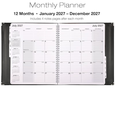 2027 Excello Brands 10" x 11.5" Monthly Standard Planner, Paperboard Cover, Black (CM-CY27-8511-BK)