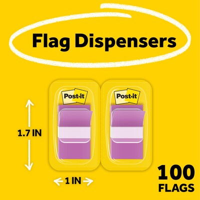 Post-it Flags, 1" Wide, Purple, 100 Flags/Pack (680-PE)