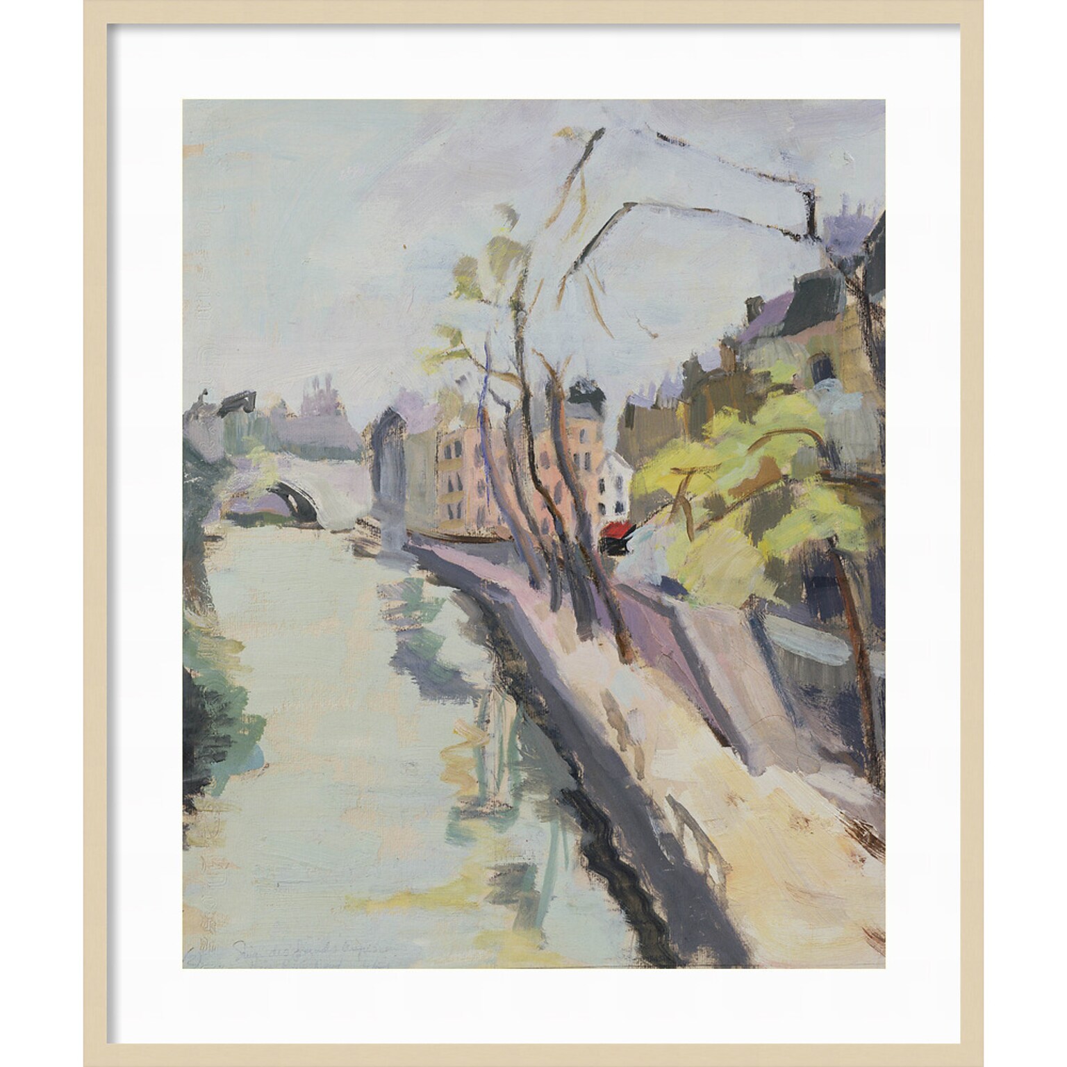 Amanti Art Grand Quay Paris by Anne Durham Wood Framed Wall Art Print, 35 x 41 (A42677451182)