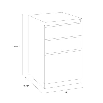 Hirsh 20" Mobile Pedestal File Cabinet, 3 Drawer Box-File, Letter Width, Putty (18574)