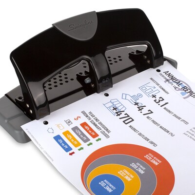 Swingline® SmartTouch™ Low Force 3-Hole Punch, 20 Sheet Capacity, Black/Gray (A7074133)
