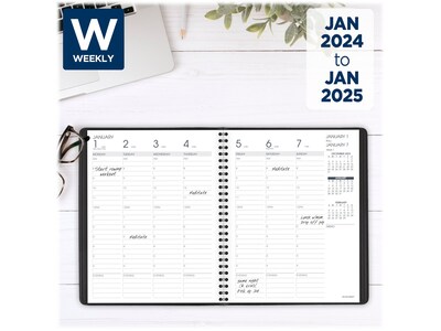 2024 AT-A-GLANCE 7" x 8.75" Weekly Appointment Book, Black (70-865-05-24)