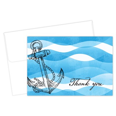 Great Papers Ocean Nautical Anchor General Use Thank You Notecard Kits, Multicolored, 24/Pack (20250