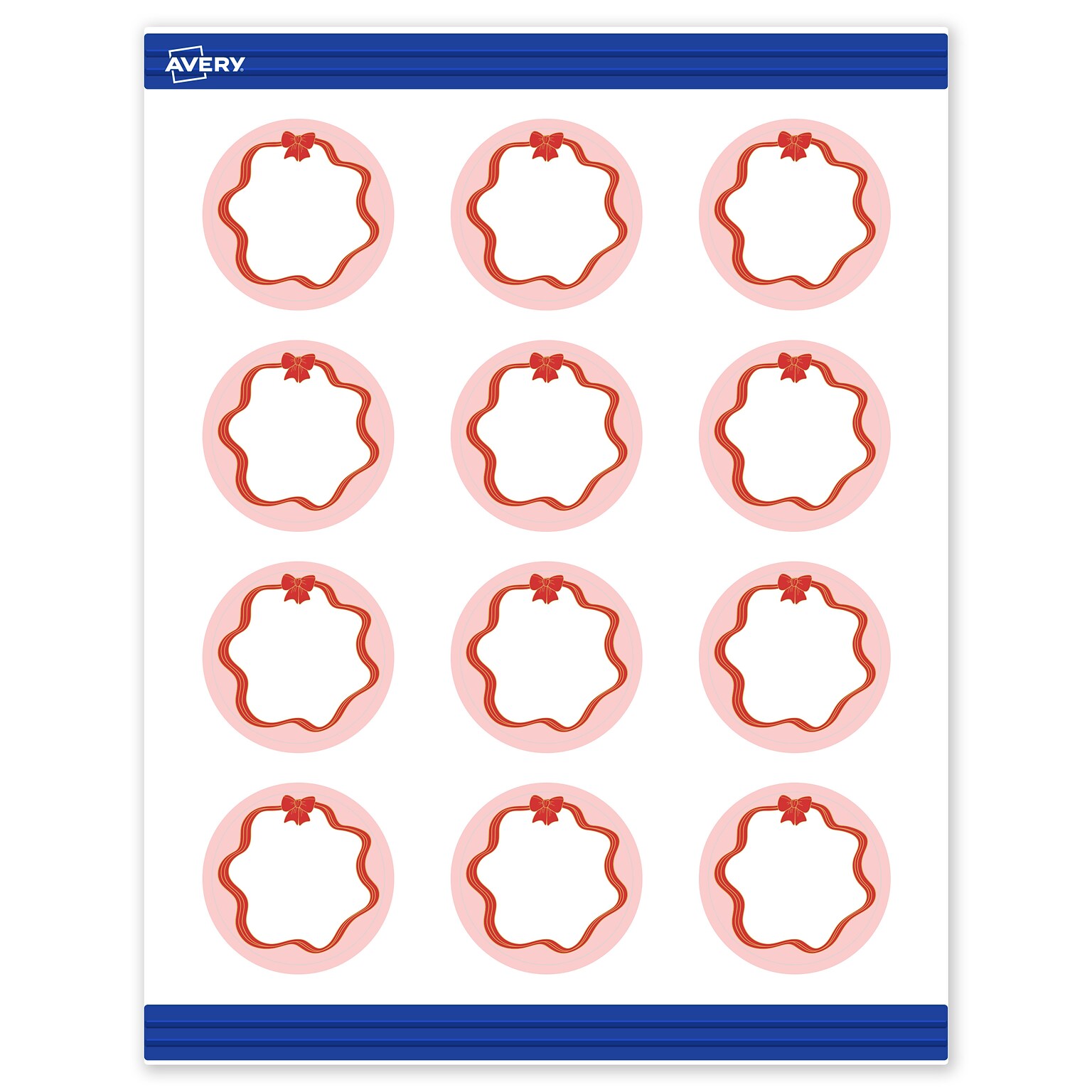 Avery Gold-Pink Bow Matte Blank Card, White, 120/Pack (S00-FFJ)