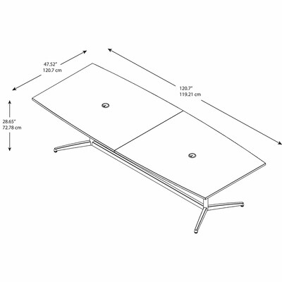 Bush Business Furniture 120W x 48D Boat Shaped Conference Table with Metal Base, Mocha Cherry/Silver (99TBM120MRSVK)