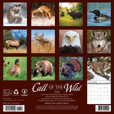 2026 Willow Creek Call of the Wild 12 x 12 Monthly Wall Calendar (50507)