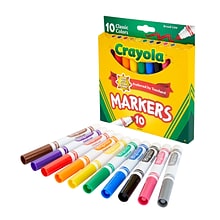 Crayola Kids Markers, Broad Line, Assorted Colors, 10/Pack (58-7722)