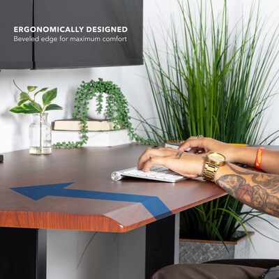 Mount-It! Dual Motor 72"W Electric Adjustable Standing Desk, Black/Hazelnut Brown (MI-18126)