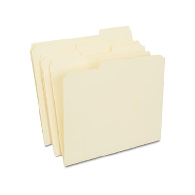 Quill Brand® 2-Ply File Folders, Assorted Tabs, 1/3-Cut , Letter Size, Manila, 100 BX (750137)