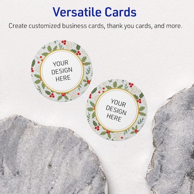 Avery Gold-Blue Border Berries Matte Blank Card, White, 120/Pack (S00-FEF)