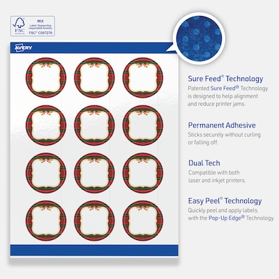Avery Circle Multipurpose Labels, 2" Dia., White, 120/Pack (19479370513)