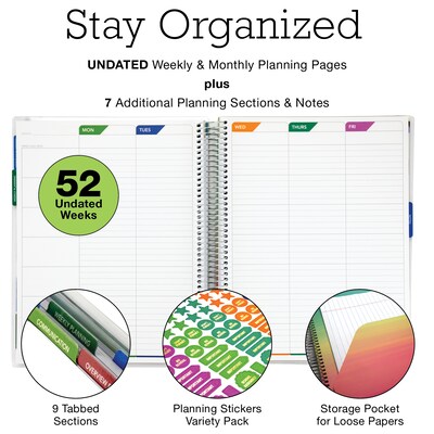 Global Printed Products Deluxe Spring Floral 8.5" x 11" Academic Planner, Plastic Cover, Multicolored (NAD-UNDTP-30)