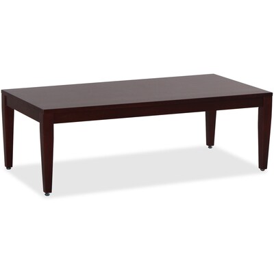 Lorell Accession 47.5W x 23.6D Solid Wood Rectangular Coffee Table, Mahogany (LLR59544)