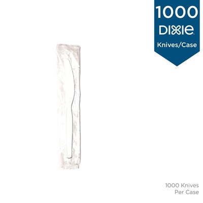 Dixie Individually Wrapped Polystyrene Knife, Medium-Weight, White, 1000/Carton (KM23C7)