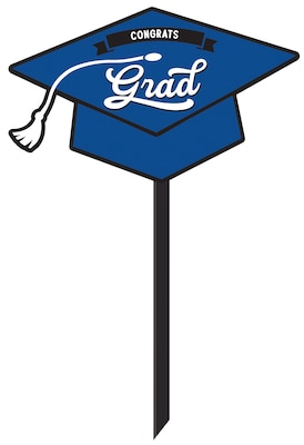 Party City School Spirit Congrats Grad Lawn Sign, 13.25 x 20.5, Blue/Black (AM191573-105)