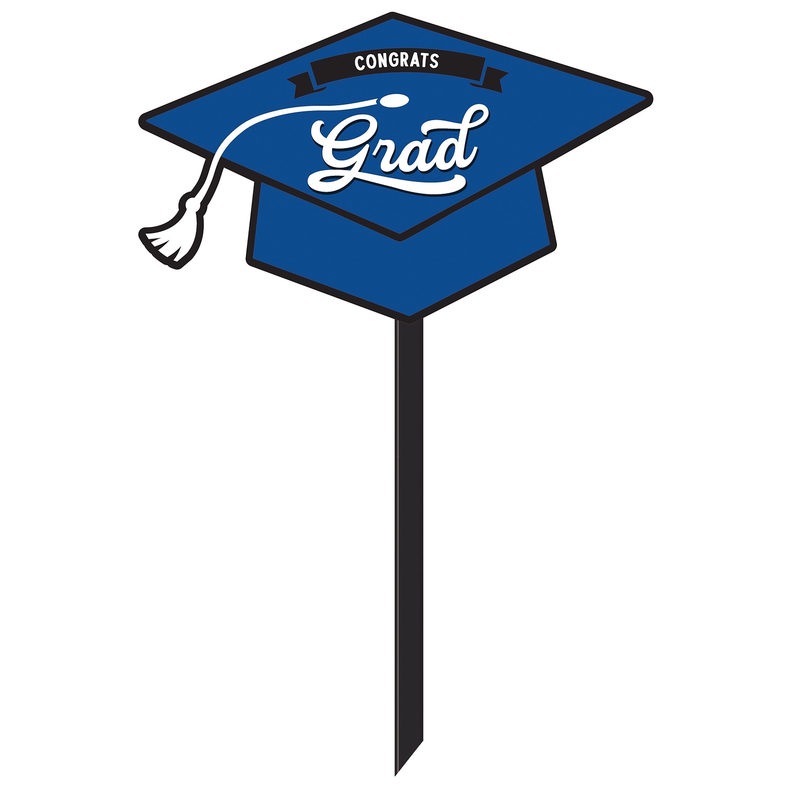 Party City School Spirit Congrats Grad Lawn Sign, 13.25 x 20.5, Blue/Black (AM191573-105)