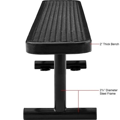 Global Industrial 6' Outdoor Steel Flat Bench, Expanded Metal, Black (277156BK)