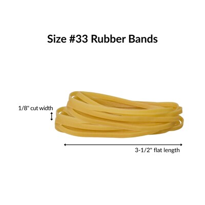 Alliance Pale Crepe Gold Multi-Purpose #33 Rubber Bands, 3-1/2" x 1/8", Golden Crepe, 970/Pack (20335)