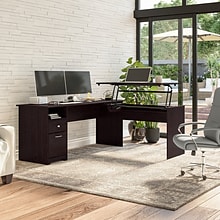 Bush Furniture Cabot 72W 3 Position Sit to Stand L Shaped Desk, Espresso Oak (CAB050EPO)