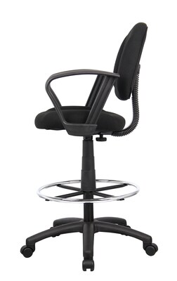 Boss Ergonomic Works Armless Drafting Stool with Backrest and Footrest, Tweed Fabric, Black (B1617-BK)