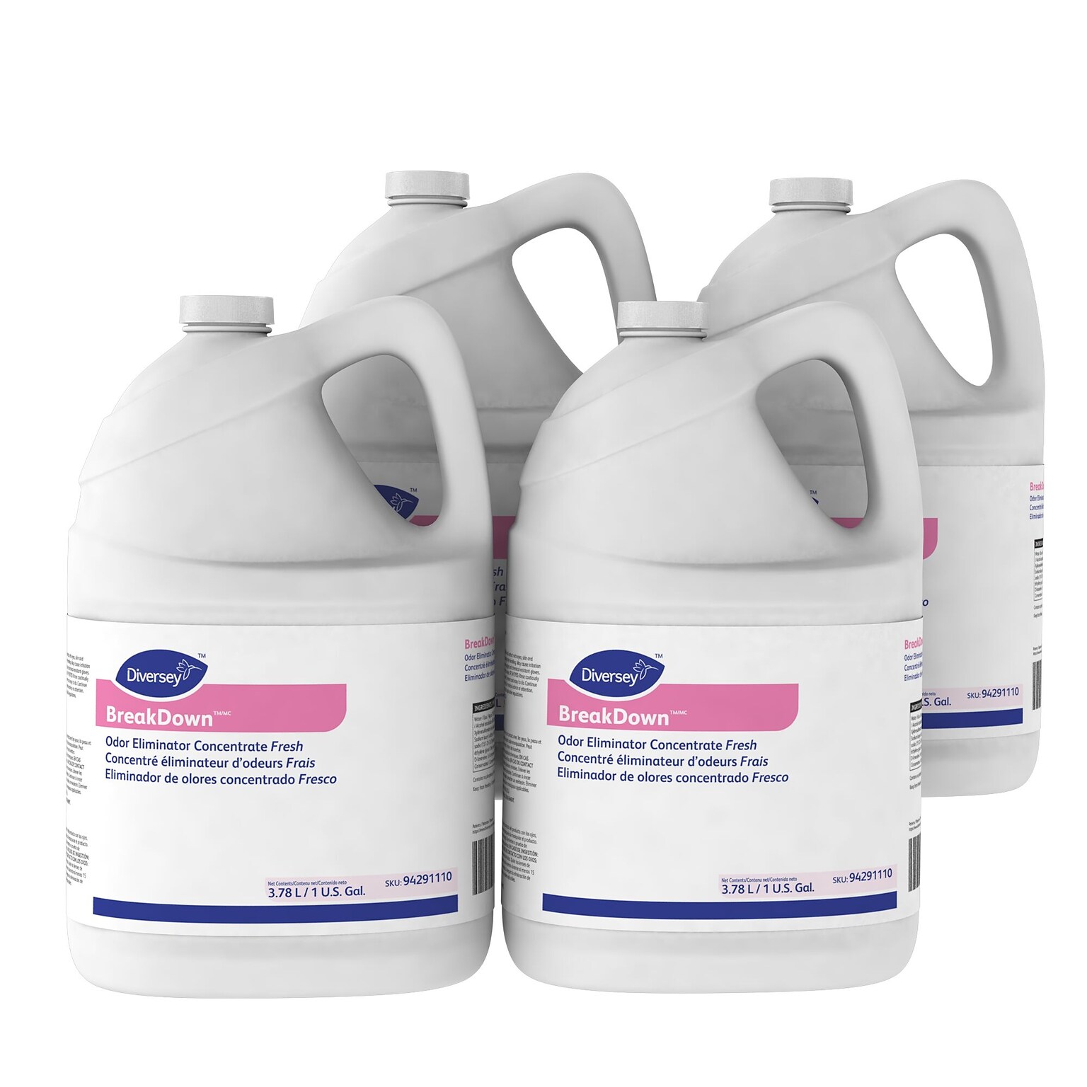 Diversey BreakDown Odor Eliminator Concentrate, Fresh, 1 Gallon, 4/Carton (94291110)