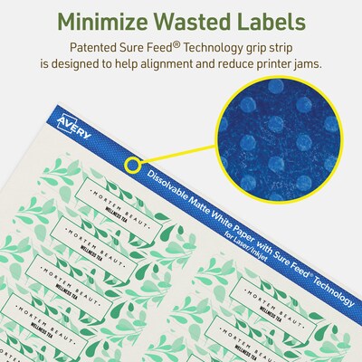 Avery Dissolvable Rectangle Multipurpose Labels, 0.75" x 3.5", Off-white, 100/Pack (94217)