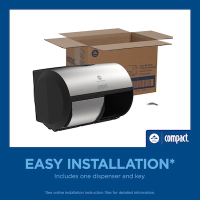 Georgia-Pacific Compact 2-Roll Side-by-Side Coreless Toilet Paper Dispenser, Faux Stainless (56796A)