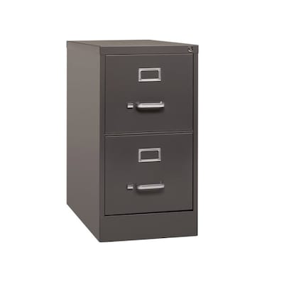 Lorell Fortress Series 2-Drawer Vertical File Cabinet, 15W x 26.5D x 28.4H, Medium Tone (LLR60156