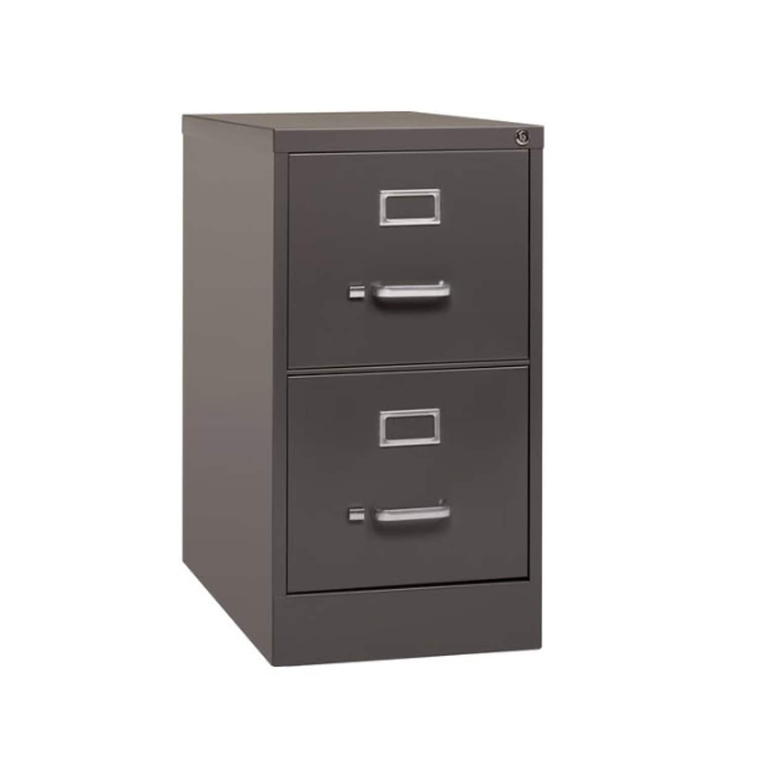 Lorell Fortress Series 2-Drawer Vertical File Cabinet, 15W x 26.5D x 28.4H, Medium Tone (LLR60156)