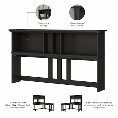 Bush Furniture Salinas 60W Hutch for L Shaped Desk, Vintage Black (SAH160VB-03)