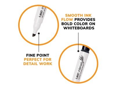 BIC Intensity Tank Dry Erase Markers, Chisel Tip, Assorted Colors, 12/Pack (GDEM11MA-AST)