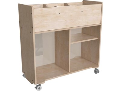 Flash Furniture Bright Beginnings Mobile 6-Section Storage Cart, 33.5"H x 31.5"W x 13"D, Brown (MK-KE24268-GG)