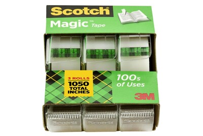 Scotch Magic Invisible Tape with Refillable Dispenser, 3/4" x 8.33 yds., 3/Pack (3105)