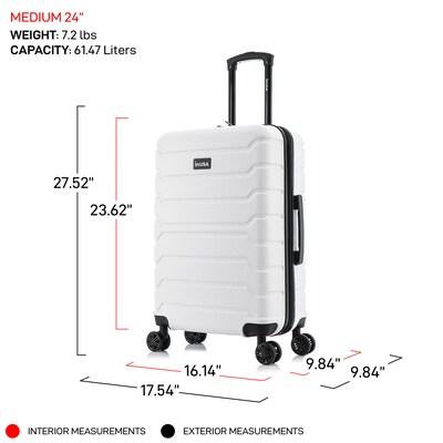 InUSA Trend 24" Hardside Suitcase, 4-Wheeled Spinner, TSA Checkpoint Friendly, White (IUTRE00M-WHI)