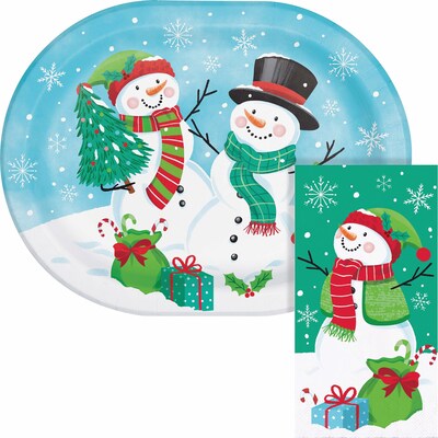 Say Hooray! Frosty Friends Paper Plates and Guest Towels Kit, Multicolored, 48/Pack (DTC9390E2H)